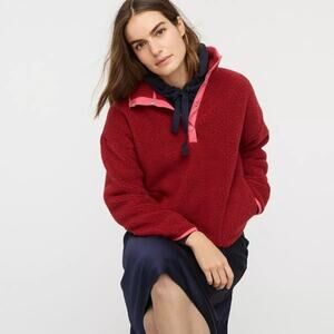 J Crew Red Ochre Polartec® Sherpa Fleece Half-Snap Pullover XS